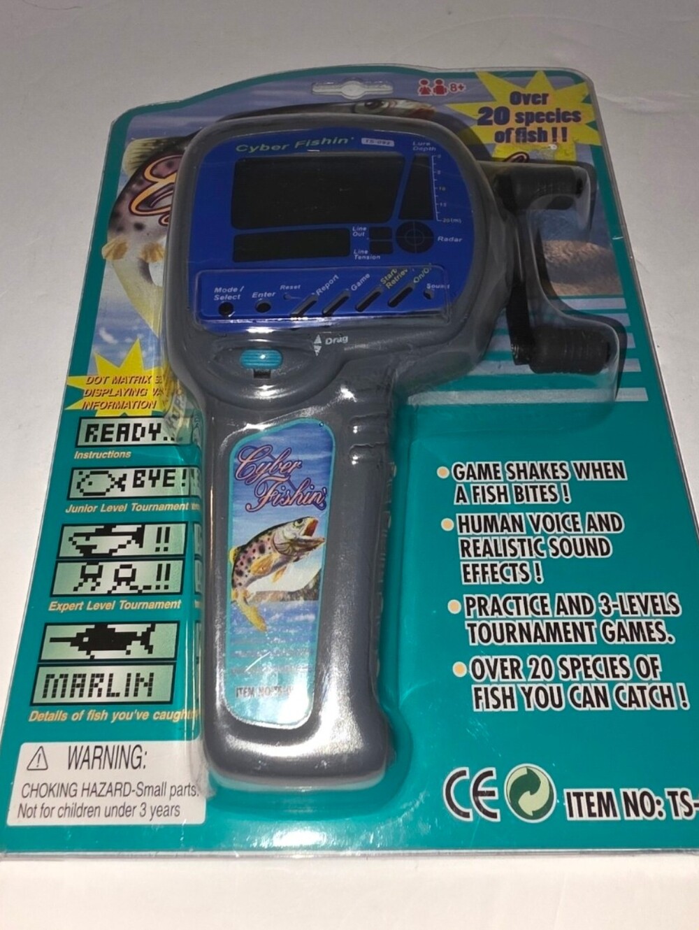 Vintage Cyber Fishin' Handheld Electronic Fishing Game Virtual Fishing NOS